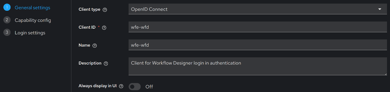 Create Client Step 1