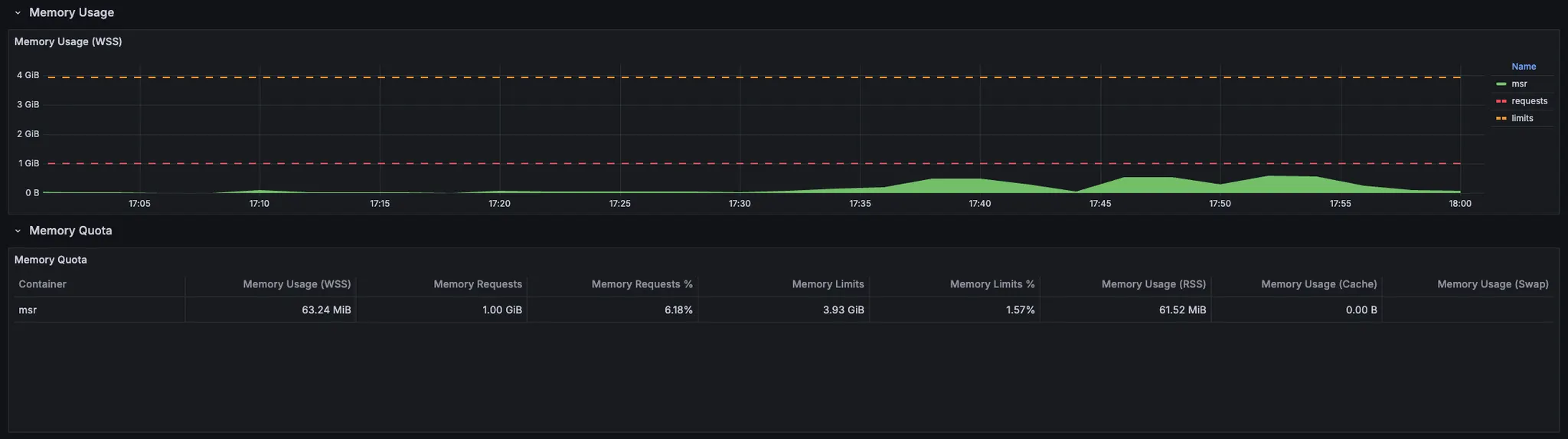 MSR app memory usage