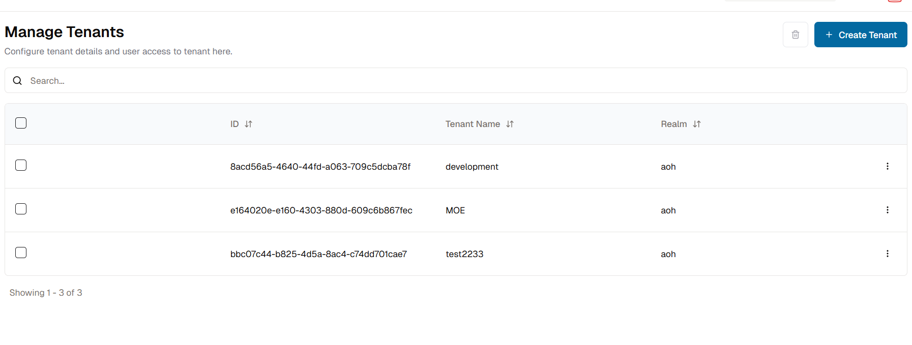 Select Tenant